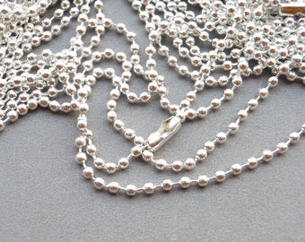 25 pcs (Silver) 70cm, 2.4mm Ball Chain Necklaces