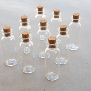 20pcs 15x44mm viales de vidrio vacíos. Botellas de vidrio. Mini botellas de vidrio. Viales de vidrio con corcho. Pequeña botella. Pequeño frasco de vidrio. Corcho pequeño.