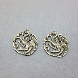 6 pcs of Antique Bronze Lovely Three Dragons Charms Pendant 33mmx36mm