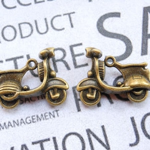 20 pcs of Antique Bronze 3D Motorcycle Motor Scooter Charms 22mm