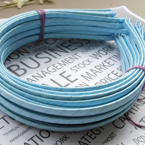 25PCS Light Blue Satin Covered Headband 5mm Wide
