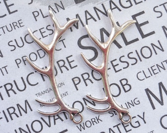 10 pcs Antique Silver antlers charm deer horn pendant charm santa elk horn 30x65mm
