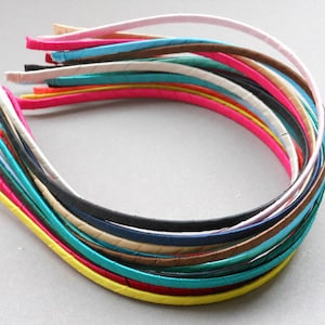 25PCS (mix colors) Plain Satin Covered Headband 5mm Wide