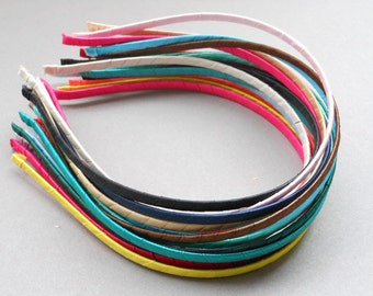 25PCS (mix colors) Plain Satin Covered Headband 5mm Wide