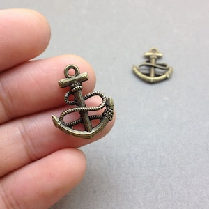 30 Pcs Antique Bronze Anchor Charm Nautical Charm Sailor Charm Pirate Vintage Style Pendant Charm 20mmx25mm