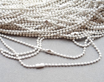 25 pcs (White) 70cm, 1.5mm Ball Chain Necklaces