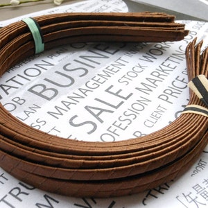 25PCS Dark Brown Plain Satin Covered Headband 5mm Wide