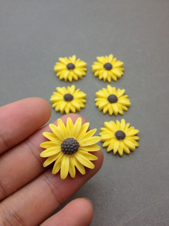 50pcs 25mm Yellow Color Resin Sunflower Charms Etsy