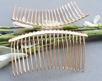 25 PCS Gold Tone Wire Hair Combs  (20 teeth) 39x75mm
