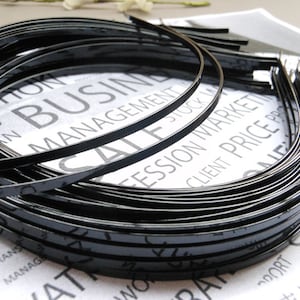 20pcs Metal Headbands 3mm black color with bent end