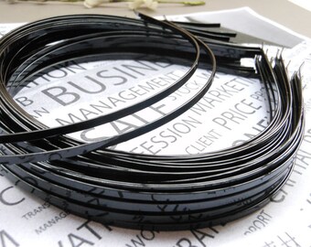 20pcs Metal Headbands 3mm black color with bent end