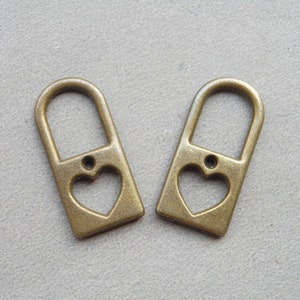 20 pcs of Antique Bronze Lock Charms 12mmx25mm