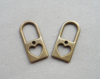 20 pcs of Antique Bronze Lock Charms 12mmx25mm