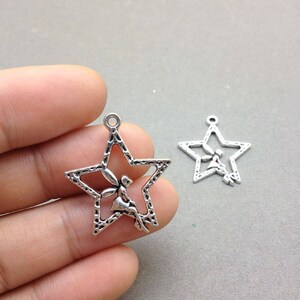 20 pcs of Antique Silver Fairy Angel Star Charms 25mmx28mm