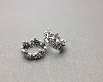 10 pcs of Antique Silver Crown Ring Charms 10mmx17mm