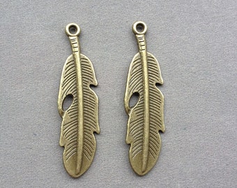 10 pcs 13x50mm of Antique Bronze wing Charms feather Charms