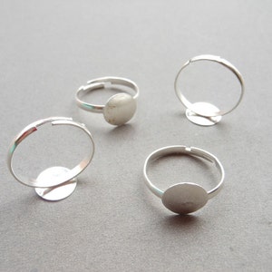 100 pcs of Silver Adjustable Ring Blank Shank Base with 10mm Pad