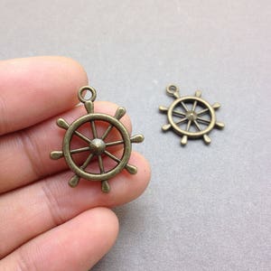 20 pcs of Antique Bronze Rudder Charms 24mmx28mm