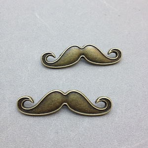 10pcs Antique Bronze Mustache Charm 10x47mm