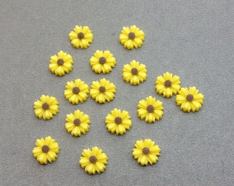 100pcs Yellow Color Resin Sunflower Charms--9mm
