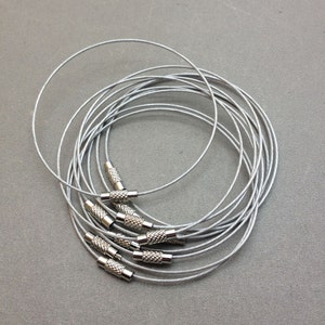 50pcs 8 inch 1mm thickness silver stainless steel round choker bracelet wires with screw clasps