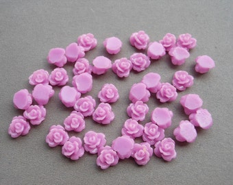 100st paars Rose bloemen Cabochons Cameo Base instellen hars Rose Flower 8mm