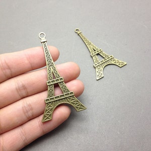 8 pcs Eiffel Tower Charms Antique Bronze Filigree Eiffel Tower Paris Charm Pendants 36mmx70mm