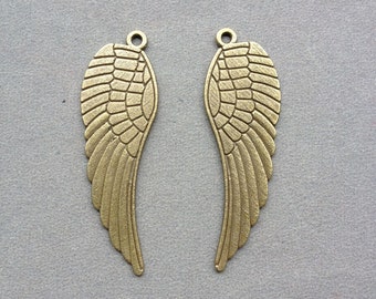 10 pcs 16x48mm of Antique Bronze wing Charms feather Charms