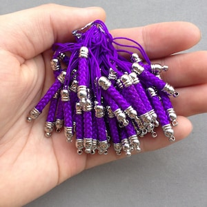 20 szt 5x70mm fioletowy komórka telefon łańcuchy smycz Lariat smycz mobilnych telefonów komórkowych pasek pasek z srebrne metalowe złącza