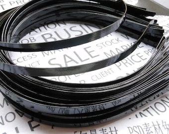 20pcs Metal Headbands 6mm black color with bent end