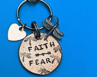 Faith over Fear Keychain / keyring, purse charm, backpack charm or rearview mirror hanger