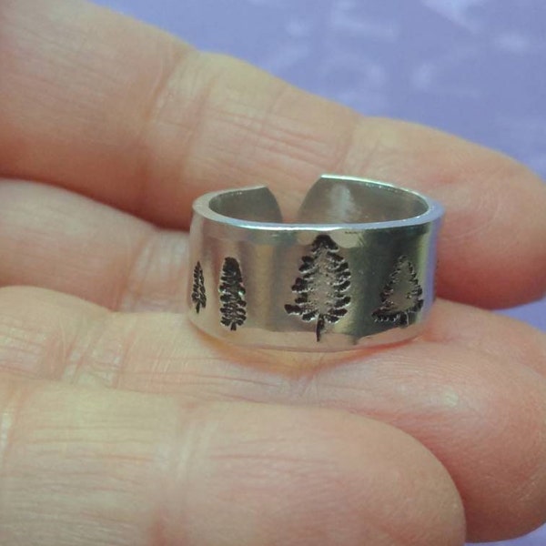 Trees/ Evergreens/ woods cuff ring.