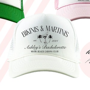 Country Club Trucker Hats | Beach Club Cabana Club Girls Trip | Bachelorette Party Vintage Retro Design | Martini Theme Bach Custom Text