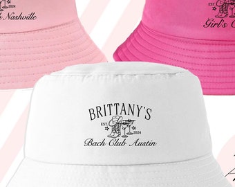 Country Club Bucket Hats | Social Club Girls Trip Bach | Bachelorette Party Vintage Design | Cowgirl Custom Text Cowboy Boot Nashville Texas
