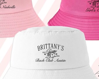 Country Club Bucket Hats | Social Club Girls Trip Bach | Bachelorette Party Vintage Design | Cowgirl Custom Text Cowboy Boot Nashville Texas