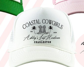 Country Club Trucker Hats | Cowgirl Cocktails Bachelorette Trip | Bach Party Vintage Retro Design | Cowboy Boot Western Custom Text Coastal
