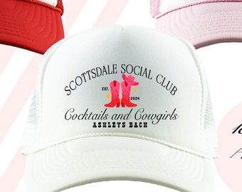 Country Club Trucker Hats | Cowgirl Nashville Texas Bachelorette Trip | Bach Party Vintage Retro Design | Cowboy Boot Western Custom Text