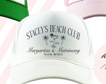 Country Club Trucker Hats | Beach Club Cabana Club Girls Trip | Bachelorette Party Vintage Retro Design | Margarita Theme Bach Custom Text