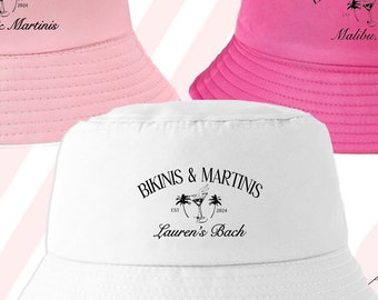 Country Club Bucket Hats | Beach Club Cabana Club Girls Trip | Bachelorette Party Vintage Retro Design | Martini Theme Bach Custom Text