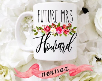 Future Mrs. Christmas Mug / Custom Last Name  / Perfect for a Holiday Engagement / Dishwasher Safe / Gift For Newlyweds Engaged Couples