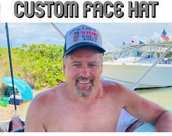 Custom Funny Party Hat with FACE | Birthday Hat 30 40 50 60 70 80 Years Old Vacation | Free Design Services | Send me a photo!
