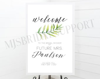 Tropical Leaf Bridal Shower Welcome Sign / Customizable Printable Sign / Banana Leaf / Download and Print Wedding / Destination Wedding