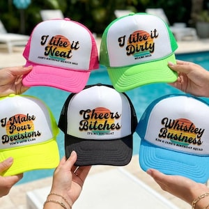 Funny Retro Trucker Birthday Hats | 13 Colors to choose | Vacation Birthday 40 AF 40th Bday Turning 40 30 21 Cancun Cabo Mexico CUSTOM text