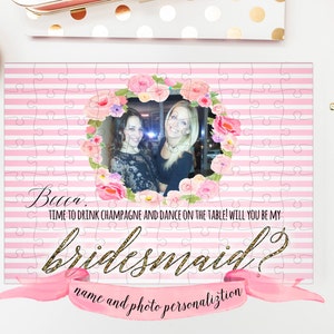 BRIDESMAID Proposal Puzzle / Will You Be My Bridesmaid or Maid of Honor custom photo puzzle with quote / personalized with your name