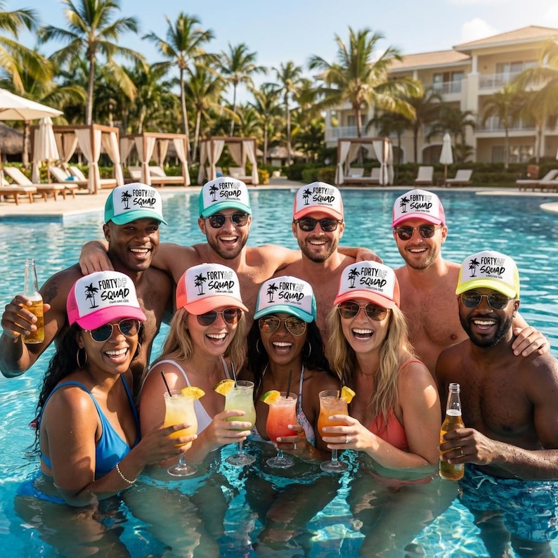 40 AF Squad Crew 40th Birthday Hats | 13 Colors | Vacation and Birthday 40th Bday Turning 40 Vintage Retro 1983 | Cabo Cancun Squad Vintage image 5