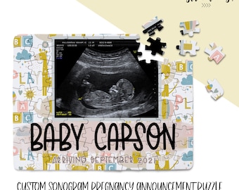 PREGNANCY Announcement PUZZLE with Custom Ultrasound Photo | Text is Totally Custom | Pregnancy Reveal For Parents | 12 piece or 48 piece