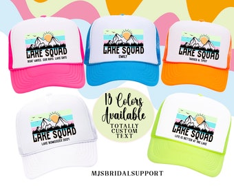 Neon LAKE Hats | Lake Squad Trucker Hats with Custom Line | Neon Bright Colors | Trucker Hat Adjustable | 13 colors Lake Life Boats Summer