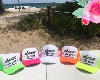 Neon Bachelorette Hats / Rafting River Camping Trip Trucker Hat / Bridal Party / Bridesmaids Maid of Honor / Vacation