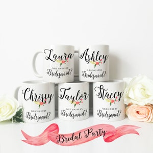 Bridesmaid Proposal Coffee Mug / Maid of Honor Customized Name for Wedding 11 oz or 15 oz Ceramic Dishwasher Safe / Great Gift Quote image 1