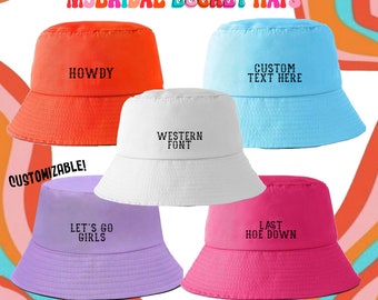 Retro Bachelorette Bucket Hat | 5 Colors to Choose | Western Cowgirl Theme | Personalized Texas Arizona Scottsdale Austin Bach Party